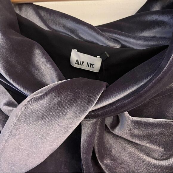 Women’s Alix NYC Grove Velvet Twisted Front Bodysuit in Pewter Gray XS NWT - Picture 4 of 7
